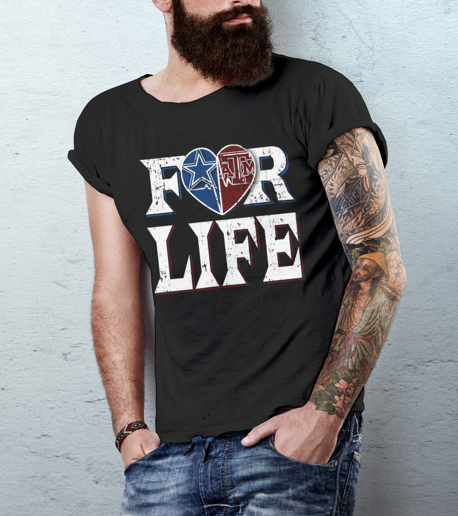 For Life Cowboys Texas A&M Aggies Heart Logo Fan Loyalty T-Shirt