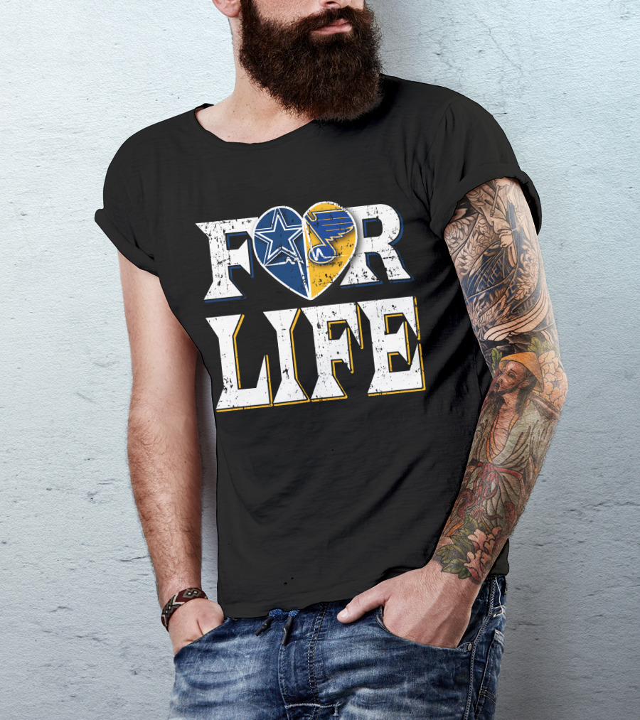 For Life Cowboys Blues Heart Star T-Shirt