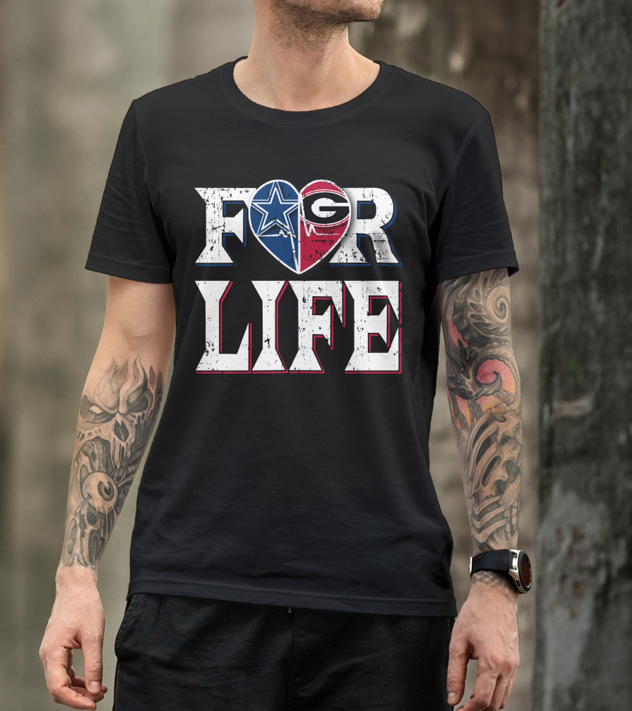 For Life Cowboys Georgia Bulldogs Heart Split T-Shirt