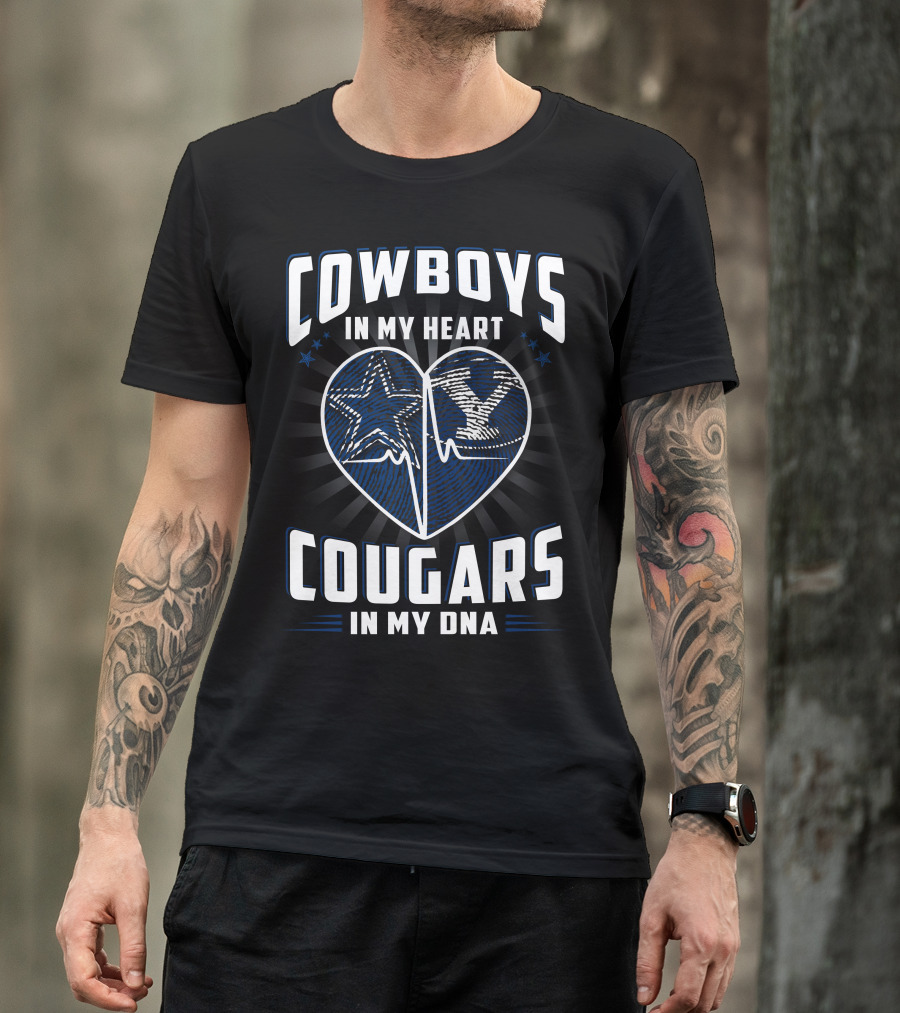 COWBOYS IN MY HEART COUGARS IN MY DNA T-Shirt
