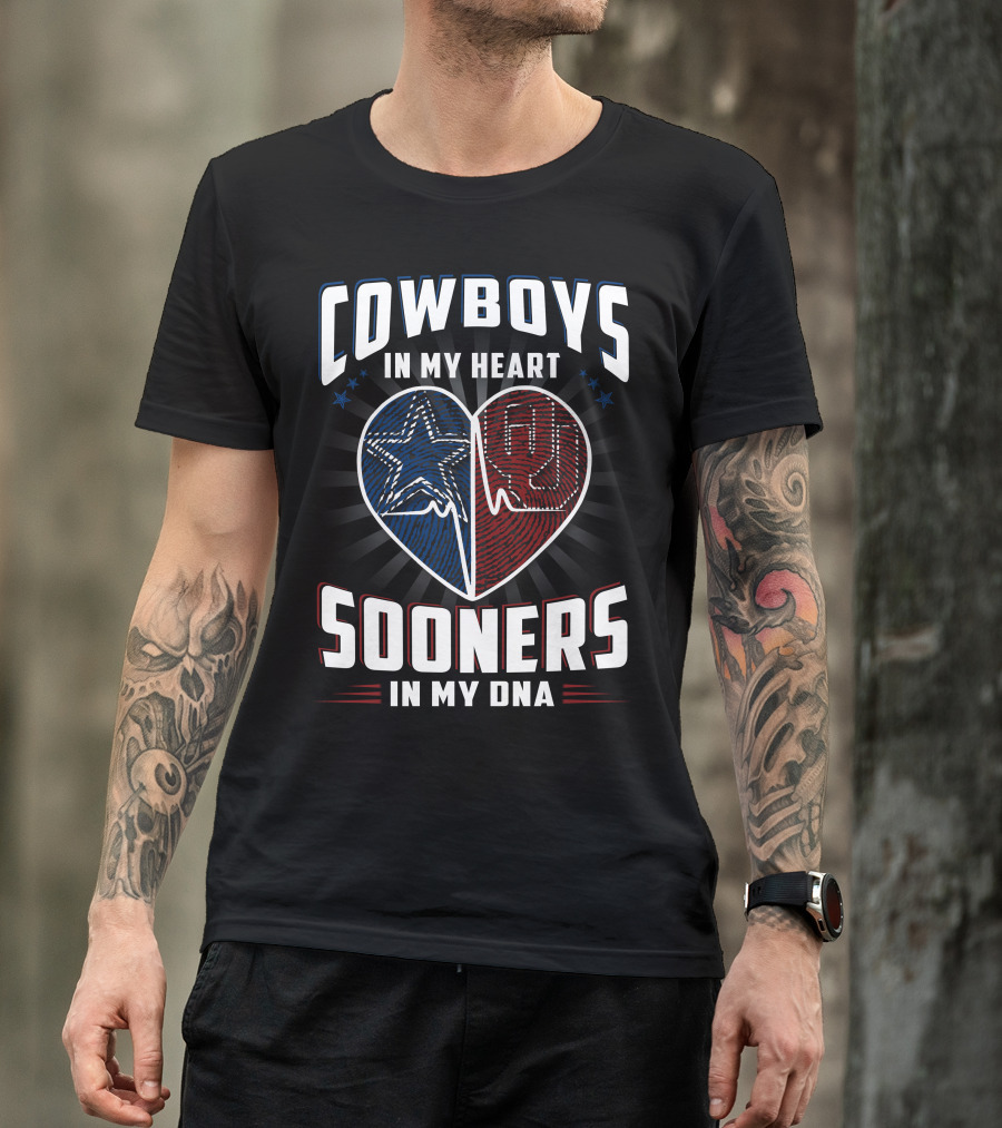 Cowboys In My Heart Sooners In My Dna T-Shirt