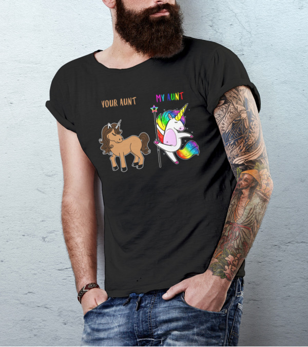 Your Aunt My Aunt Unicorn Dance Rainbow Star Fun T-Shirt