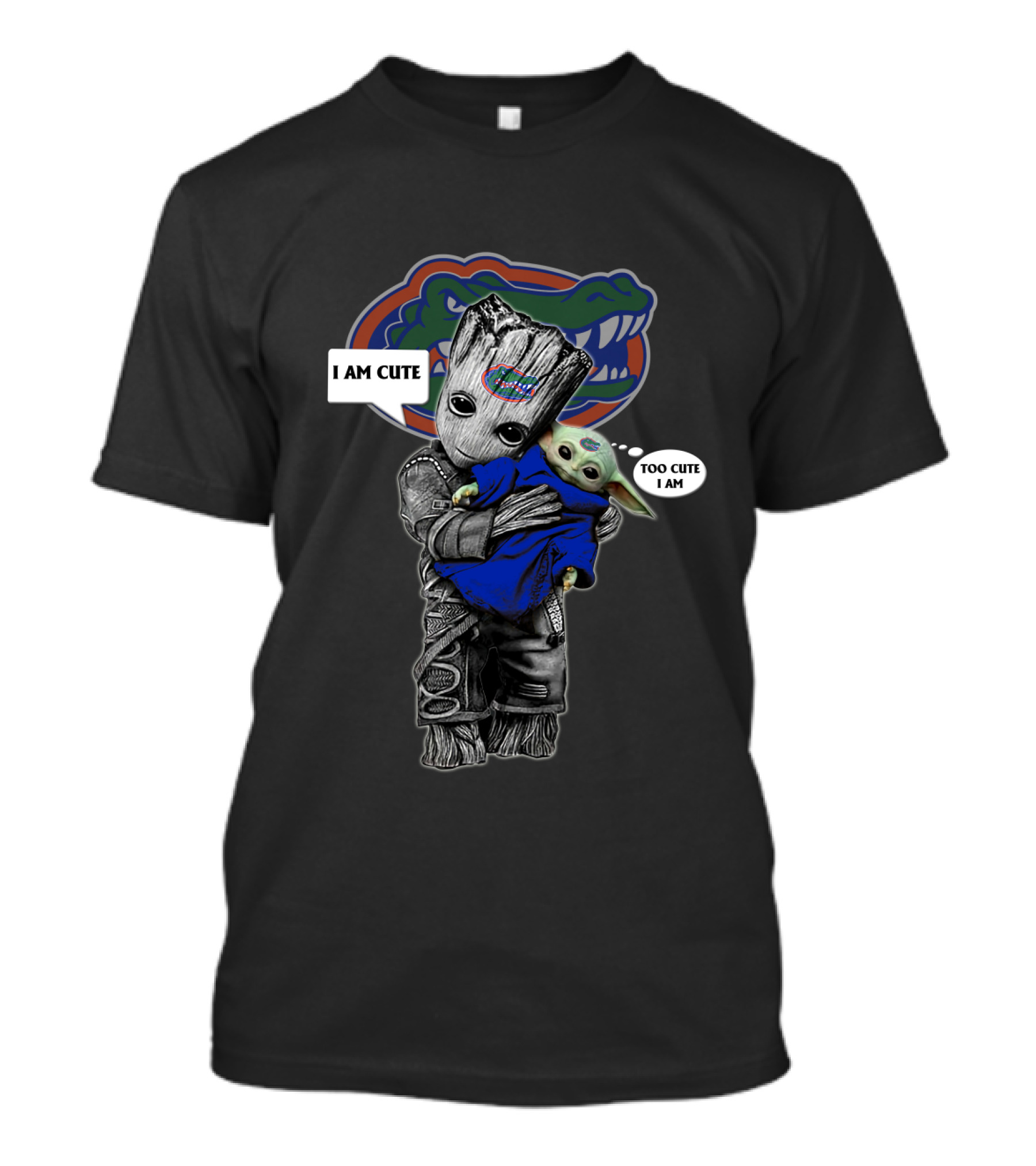 Groot And Baby Yoda Florida Gators I Am Cute Too Cute I Am T-Shirt