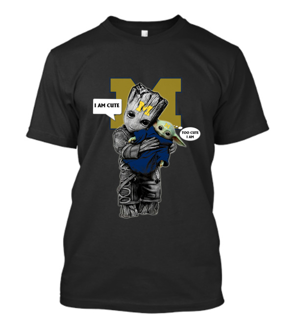 MW 010 NCAA YodaST Cute Groot Baby Yoda Michigan T-Shirt