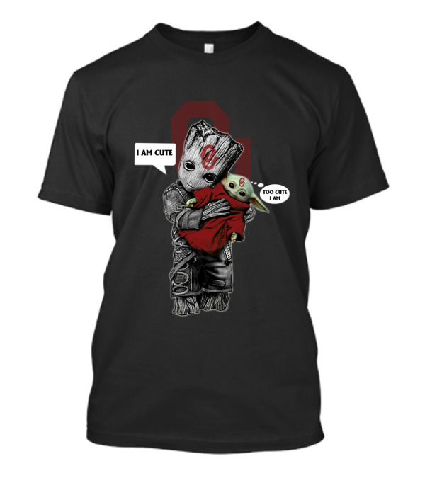 OU Baby Groot And Yoda I Am Cute Too Cute I Am NCAA T-Shirt