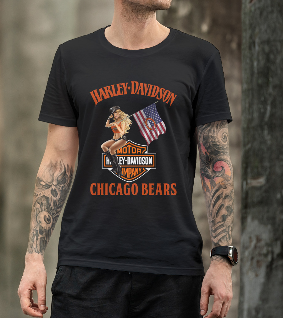 Harley Davidson Chicago Bears Nfl Collaboration T-Shirt