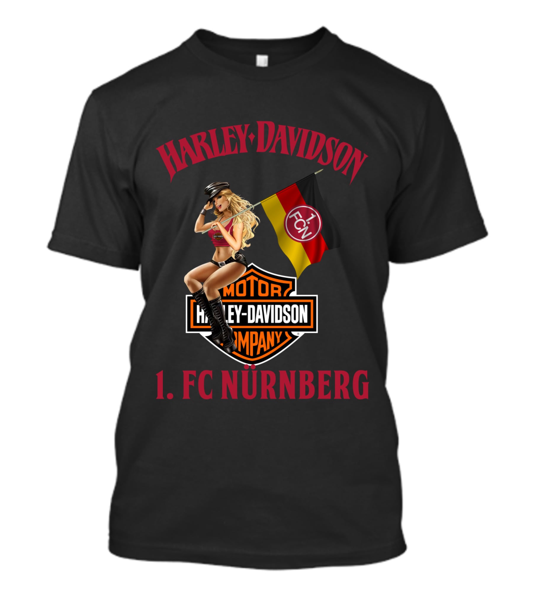 Harley Davidson 1. Fc Nürnberg Flag Motor Cycles Girl T-Shirt