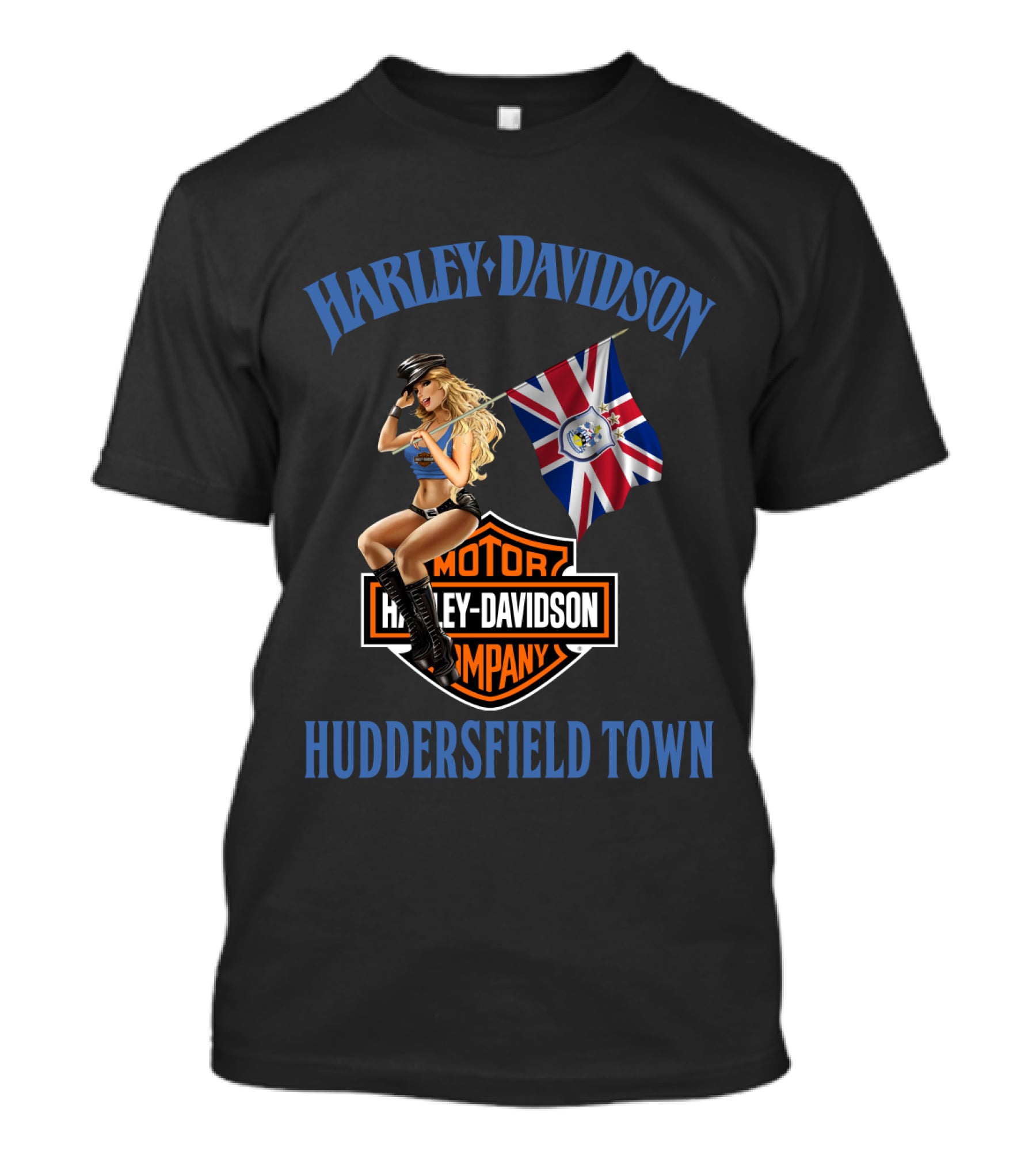 Harley Davidson Huddersfield Town Flag And Motor Company T-Shirt