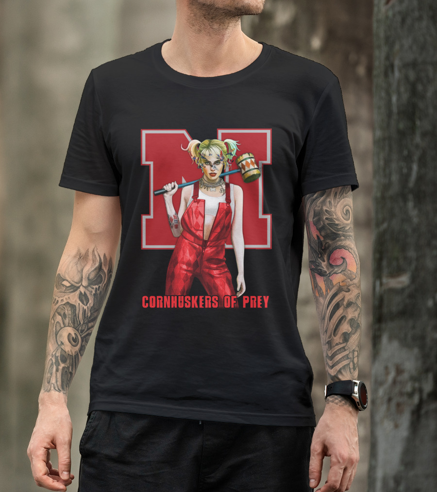 Cornhuskers Of Prey N Logo With Character Mallet T-Shirt