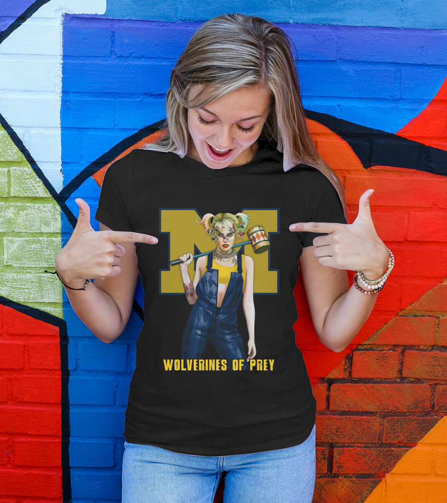 Wolverines Of Prey M Logo Harley Quinn Style T-Shirt