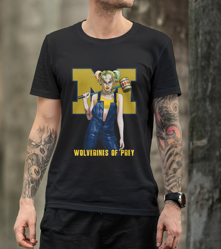 Wolverines Of Prey M Logo Harley Quinn Style T-Shirt