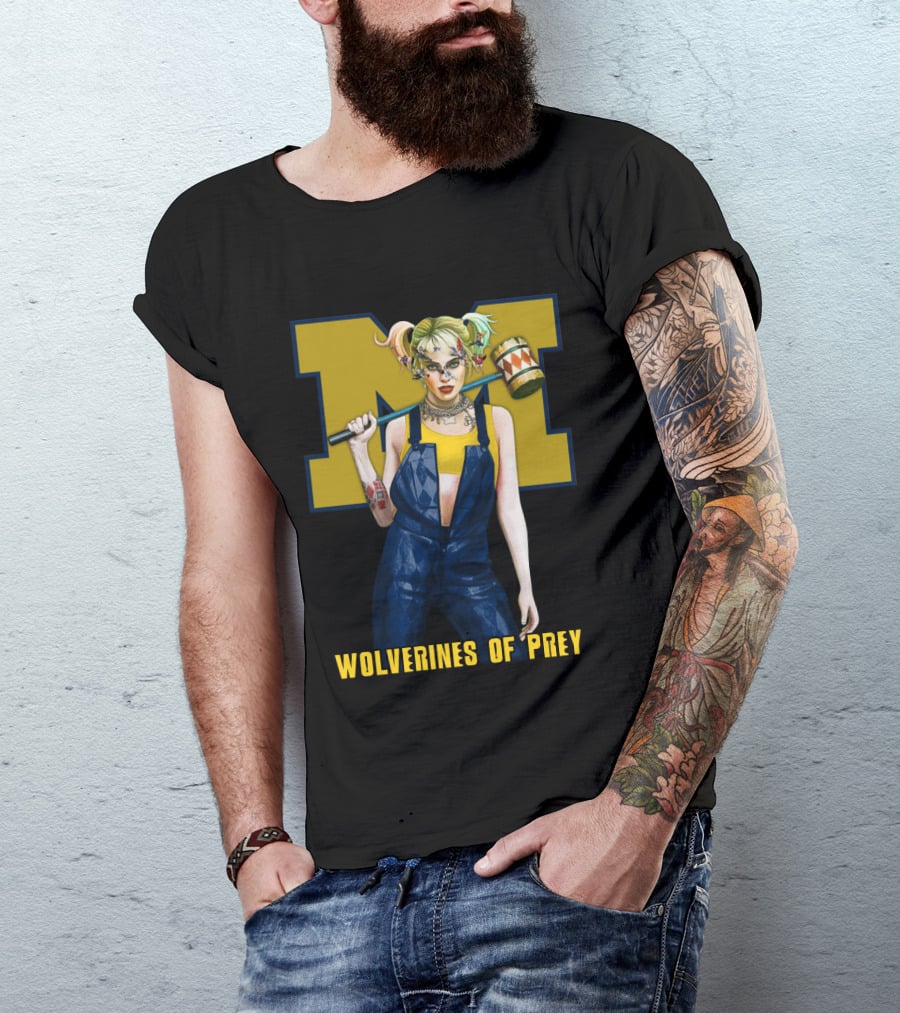 Wolverines Of Prey M Logo Harley Quinn Style T-Shirt