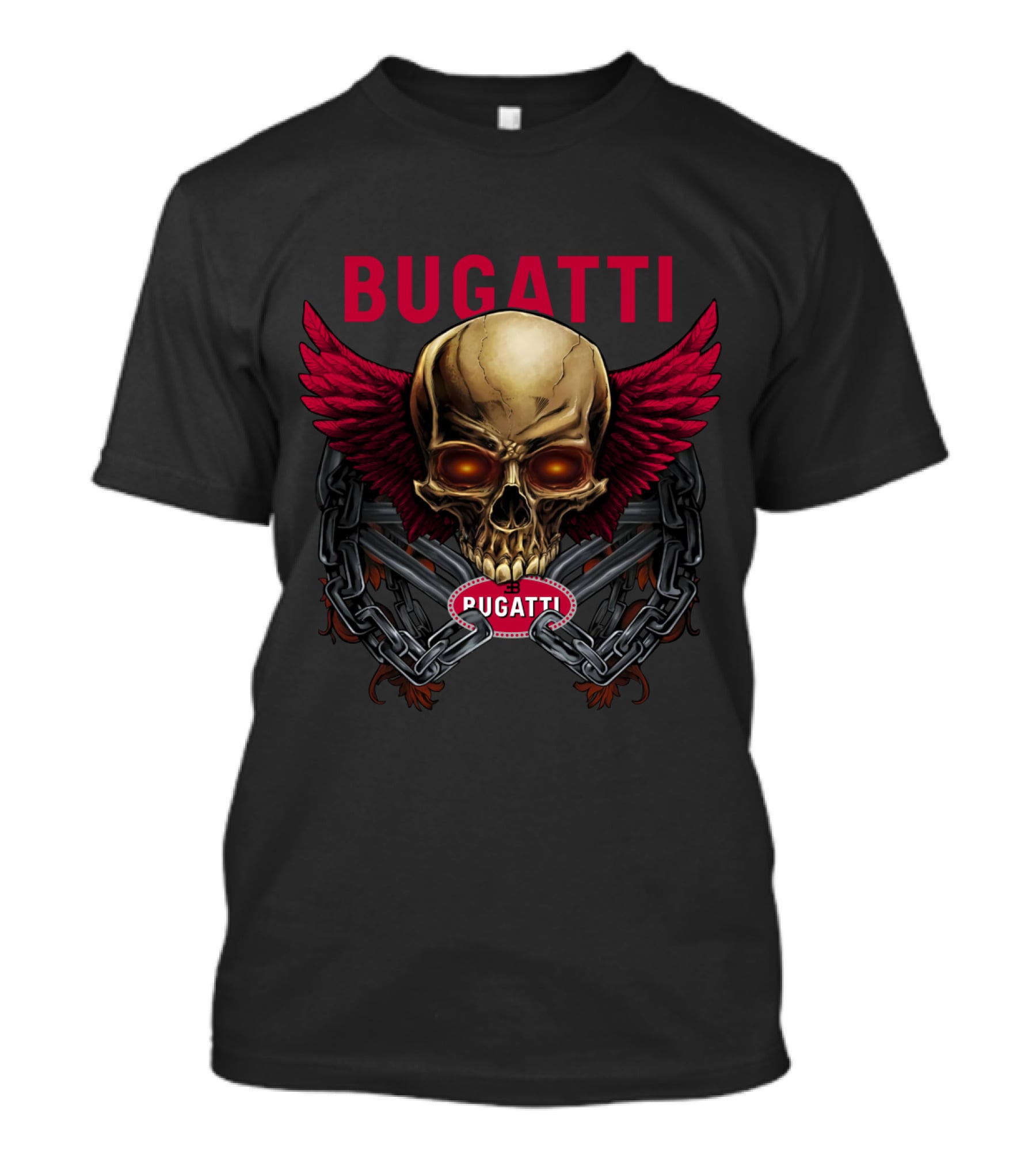 Bugatti Skull With Wings And Chains T-Shirt
