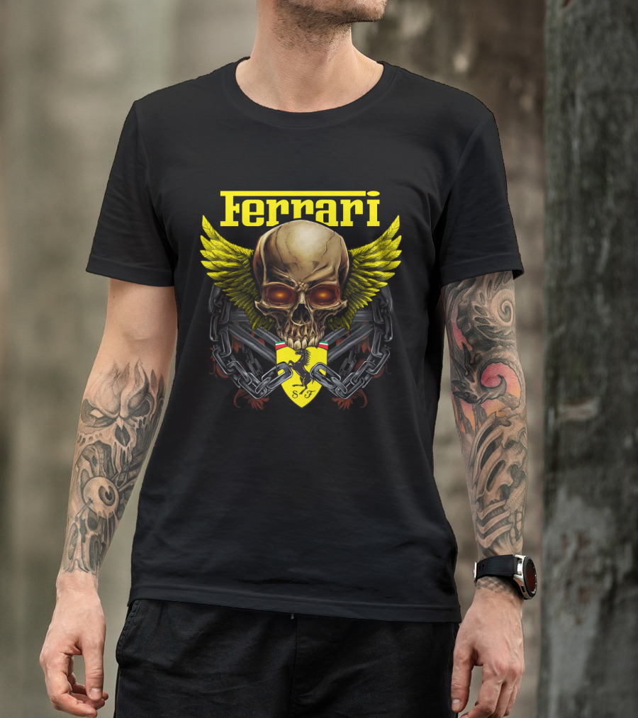 Ferrari Dh 22 Skull Wings Chains Sf T-Shirt