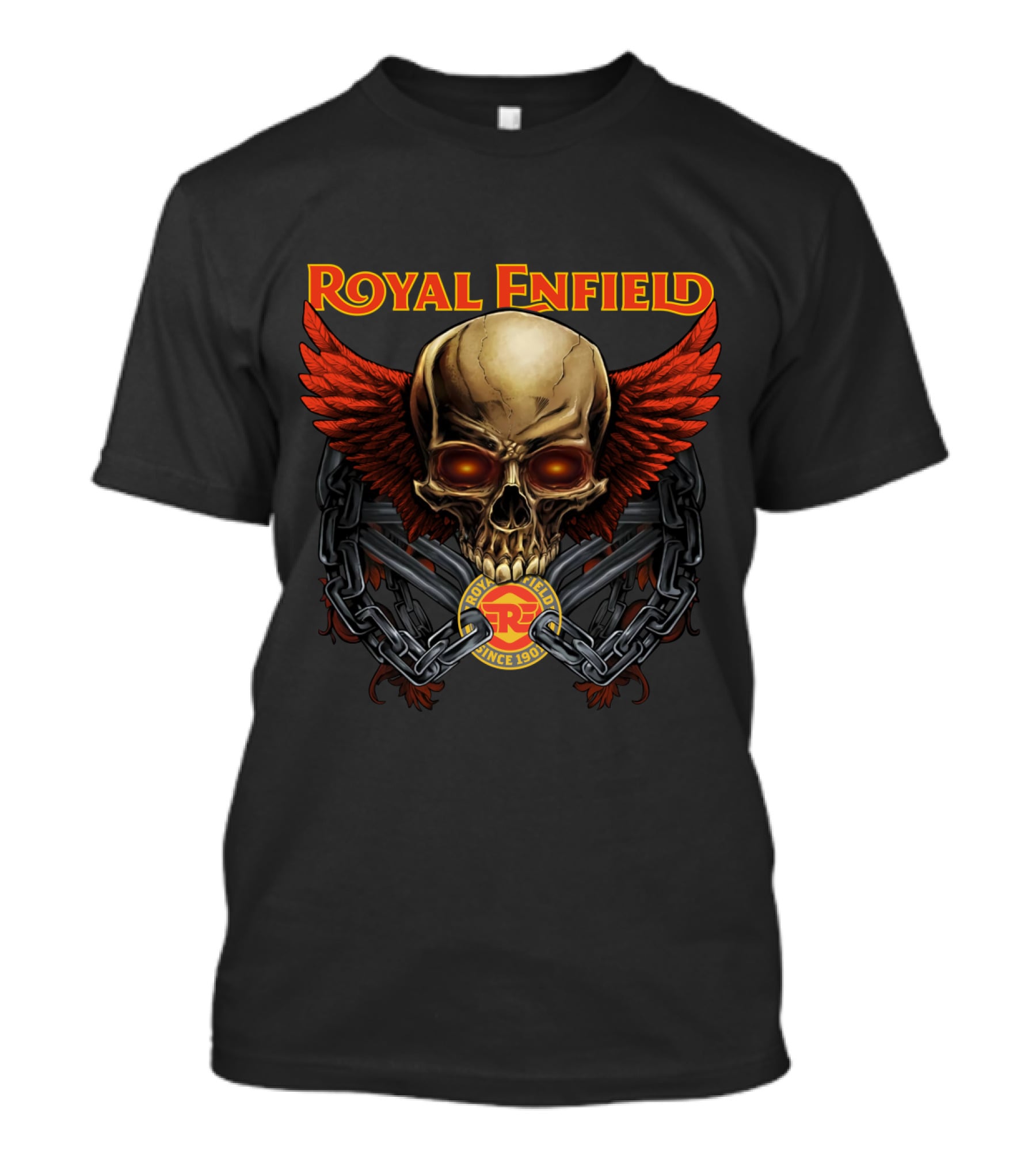 Royal Enfield Skull With Red Wings And Chains Since 1901 T-Shirt