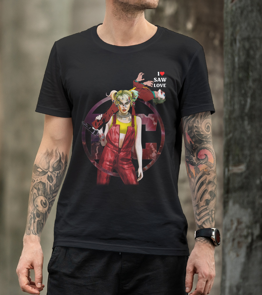 Harley Quinn Joker I Heart Saw Love T-Shirt