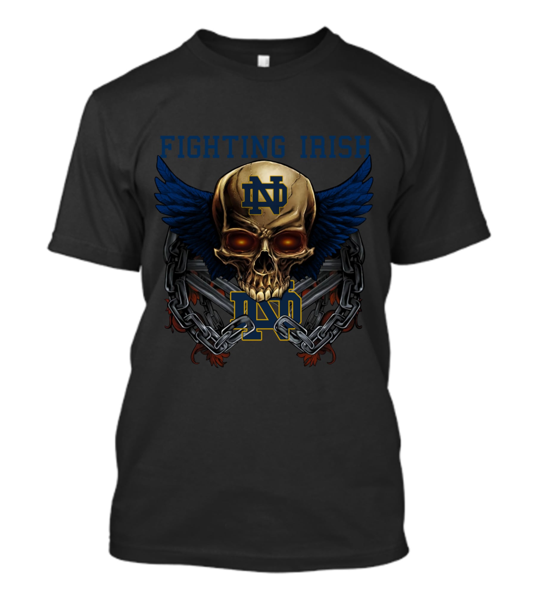 Fighting Irish Nd Skull With Wings And Chains T-Shirt
