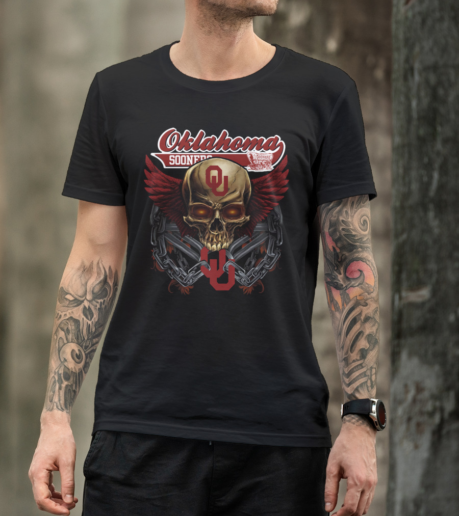 Oklahoma Sooners Skull Wings Ou Ncaa Os T-Shirt
