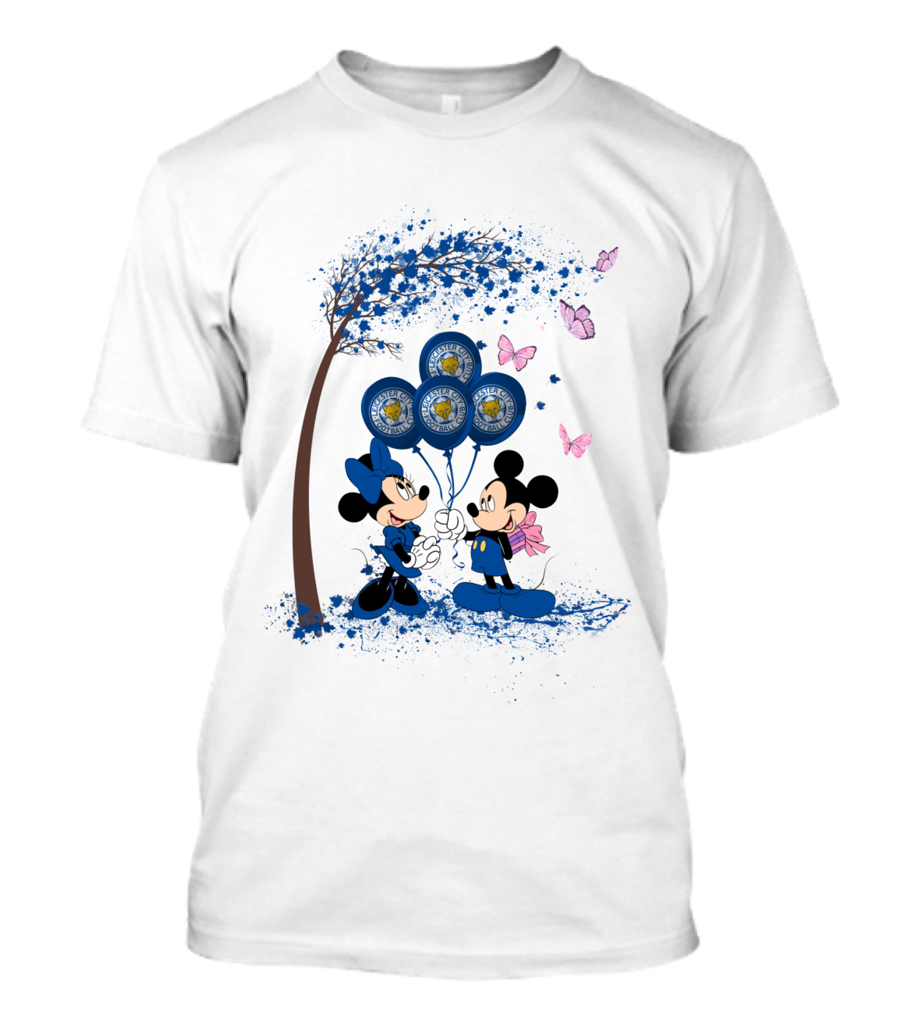 Leicester City Premier League Mickey And Minnie Balloon T-Shirt