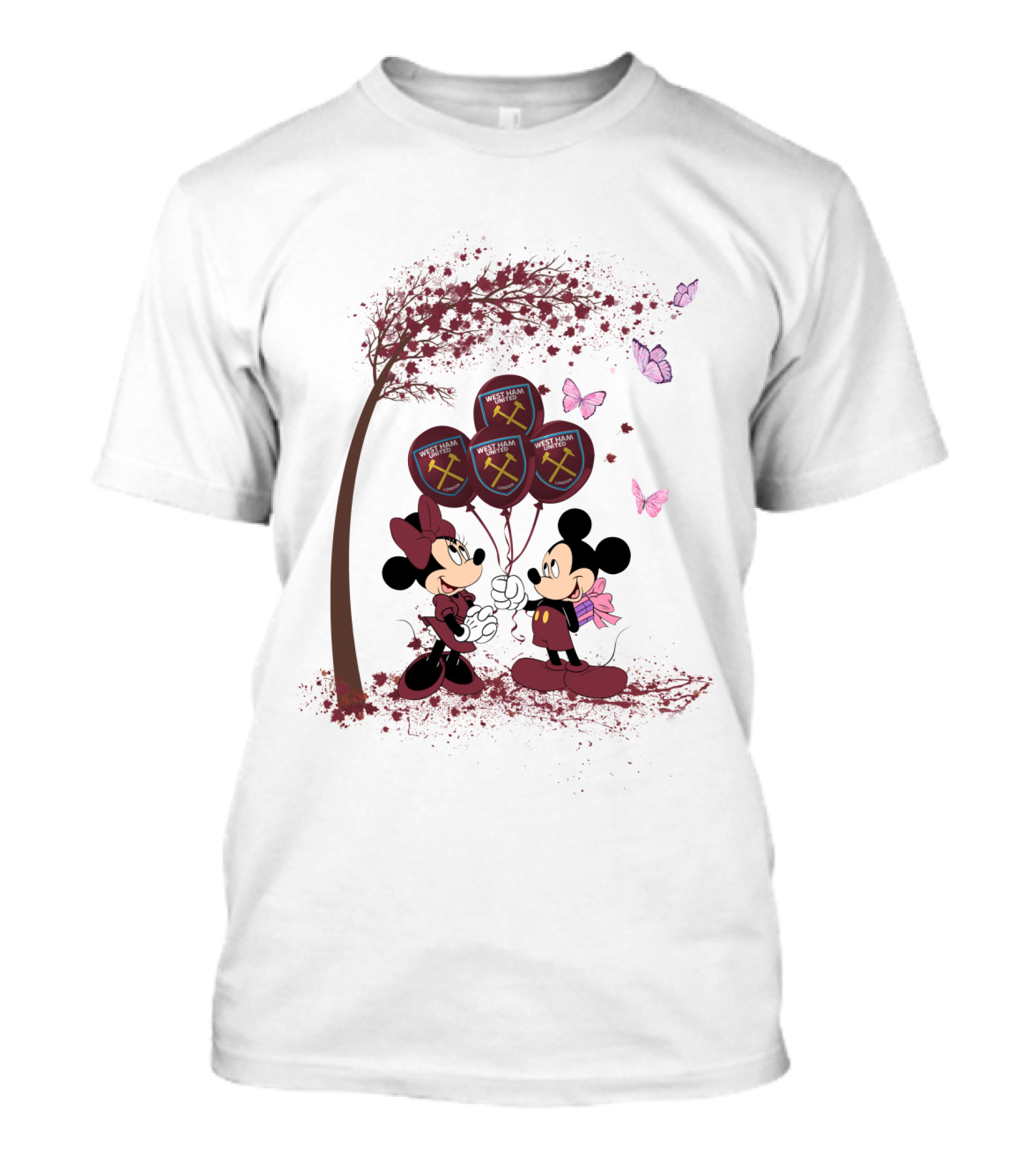 DH 29 Premier League West Ham United Balloons Minnie Mouse Mickey Mouse T-Shirt