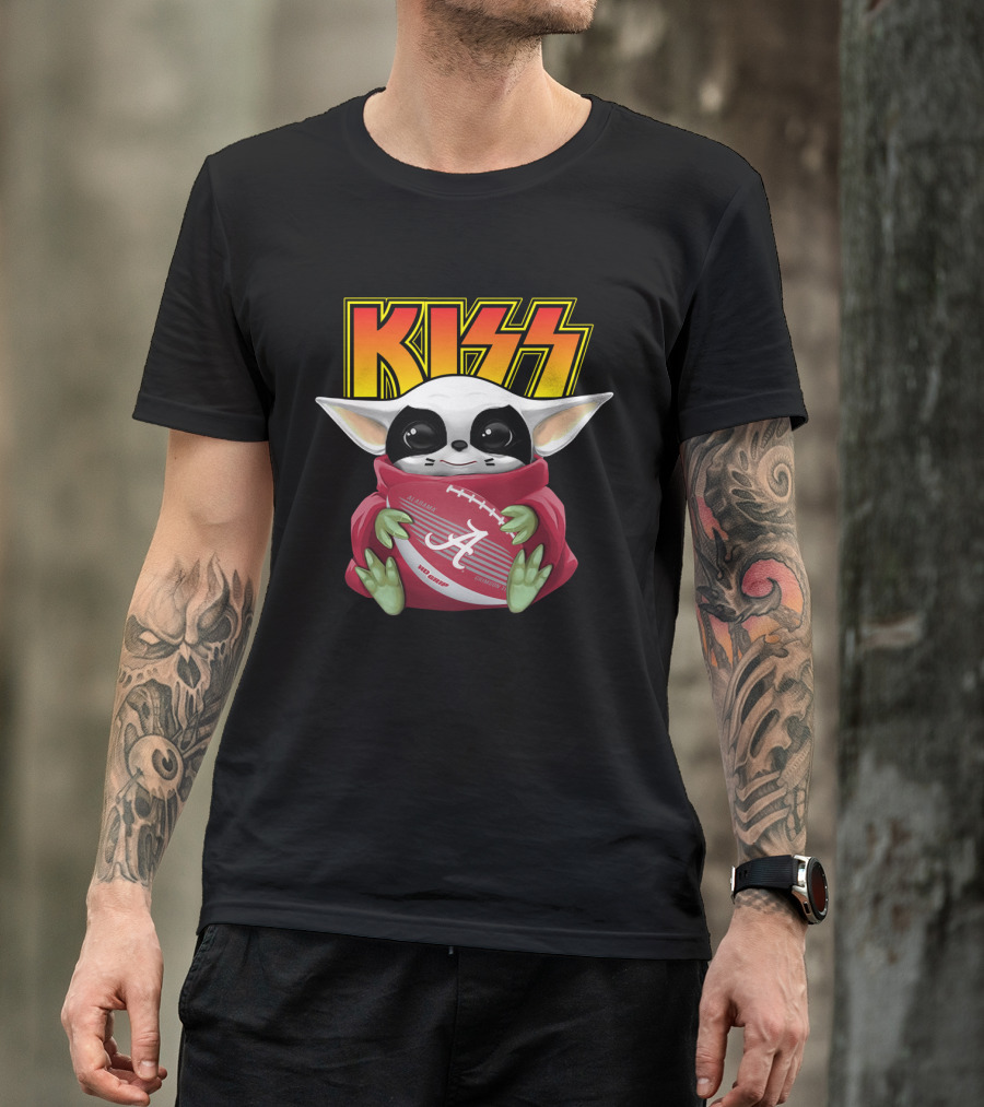 KISS Baby Yoda Alabama Crimson Tide Football T-Shirt