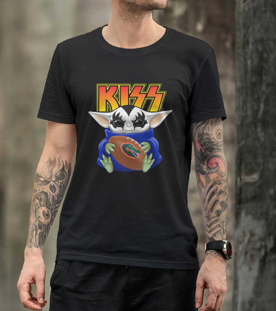 KISS Baby Yoda Holding Florida Gators Football T-Shirt
