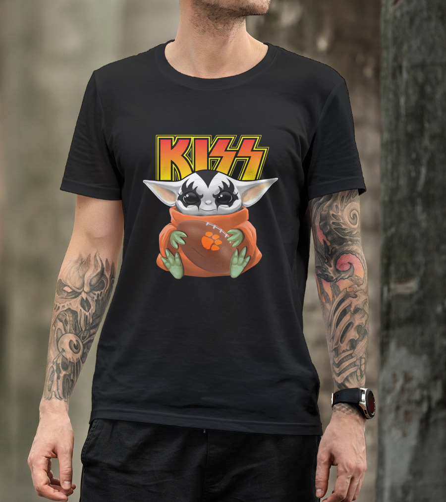 KISS Baby Yoda Gene Simmons Clemson Tigers Football T-Shirt