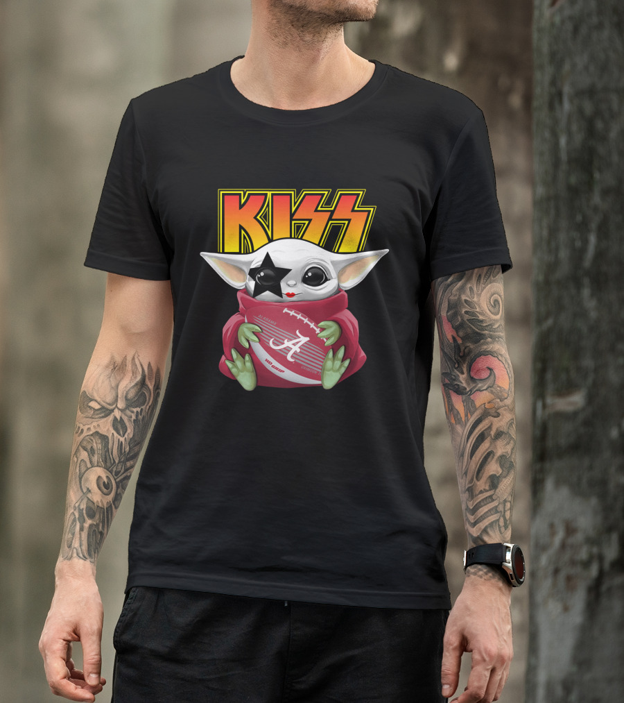 KISS Paul Stanley Baby Yoda Alabama Crimson Tide Football T-Shirt