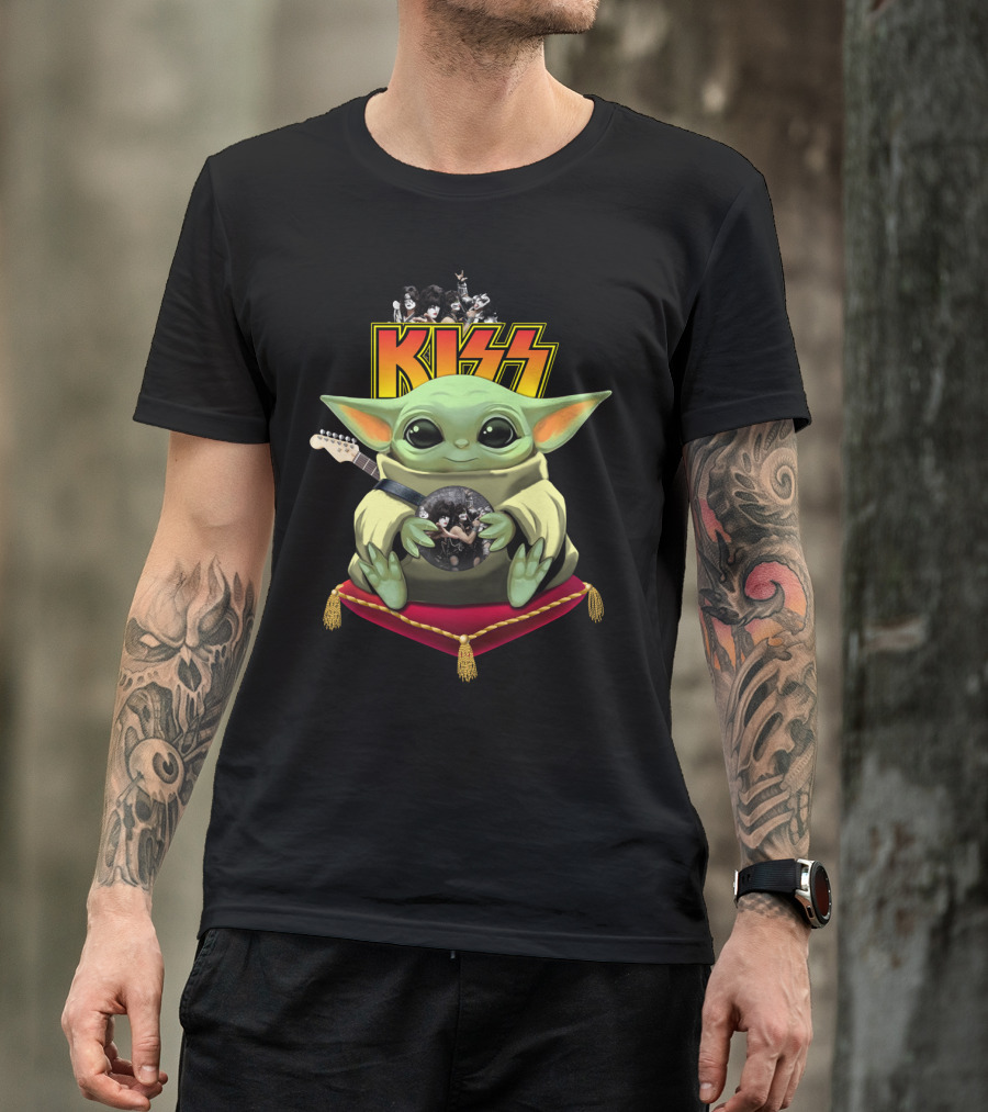 Kiss DH 35 Baby Yoda With Guitar And Band Members T-Shirt