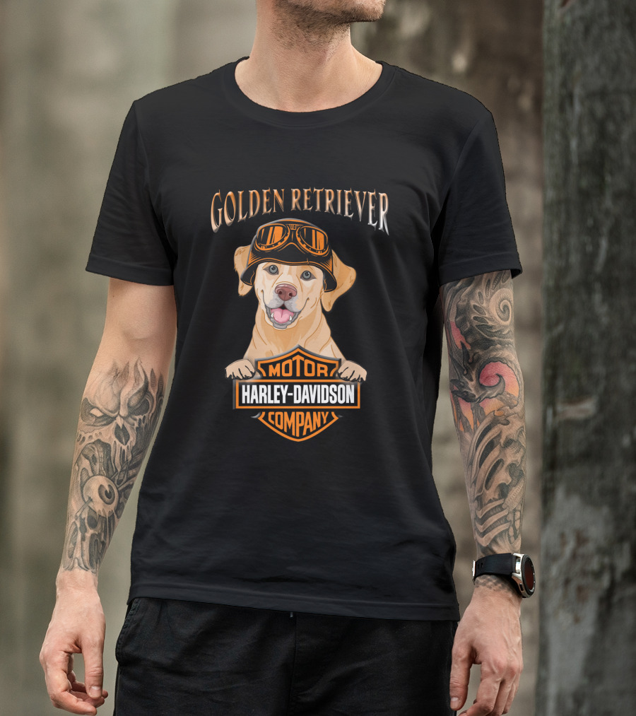 Golden Retriever Harley Davidson Motor Company T-Shirt