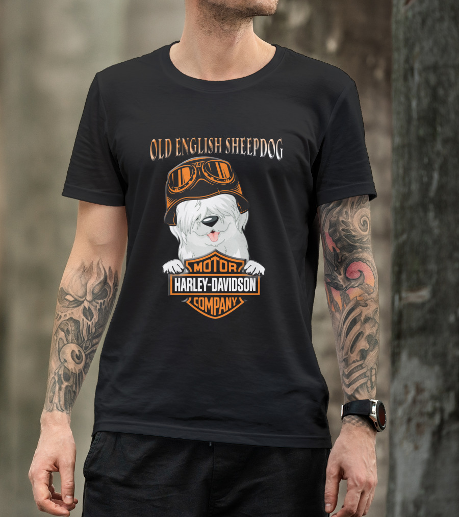 Old English Sheepdog Harley Davidson Motorcycle Company T-Shirt