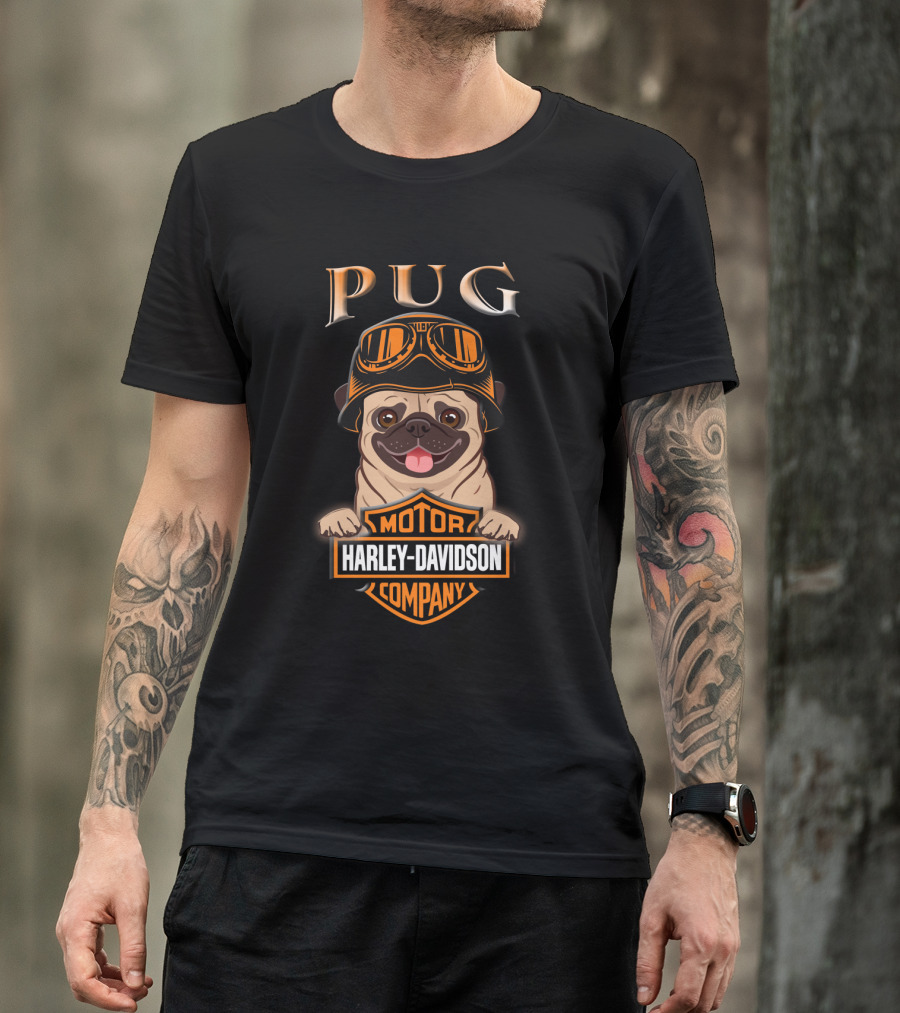 Pug Harley Davidson Motor Company Motorcycle Goggles T-Shirt