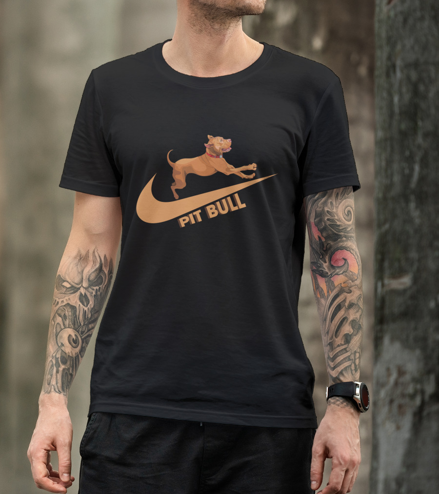 Pit Bull Nike Swoosh Dog Jumping T-Shirt