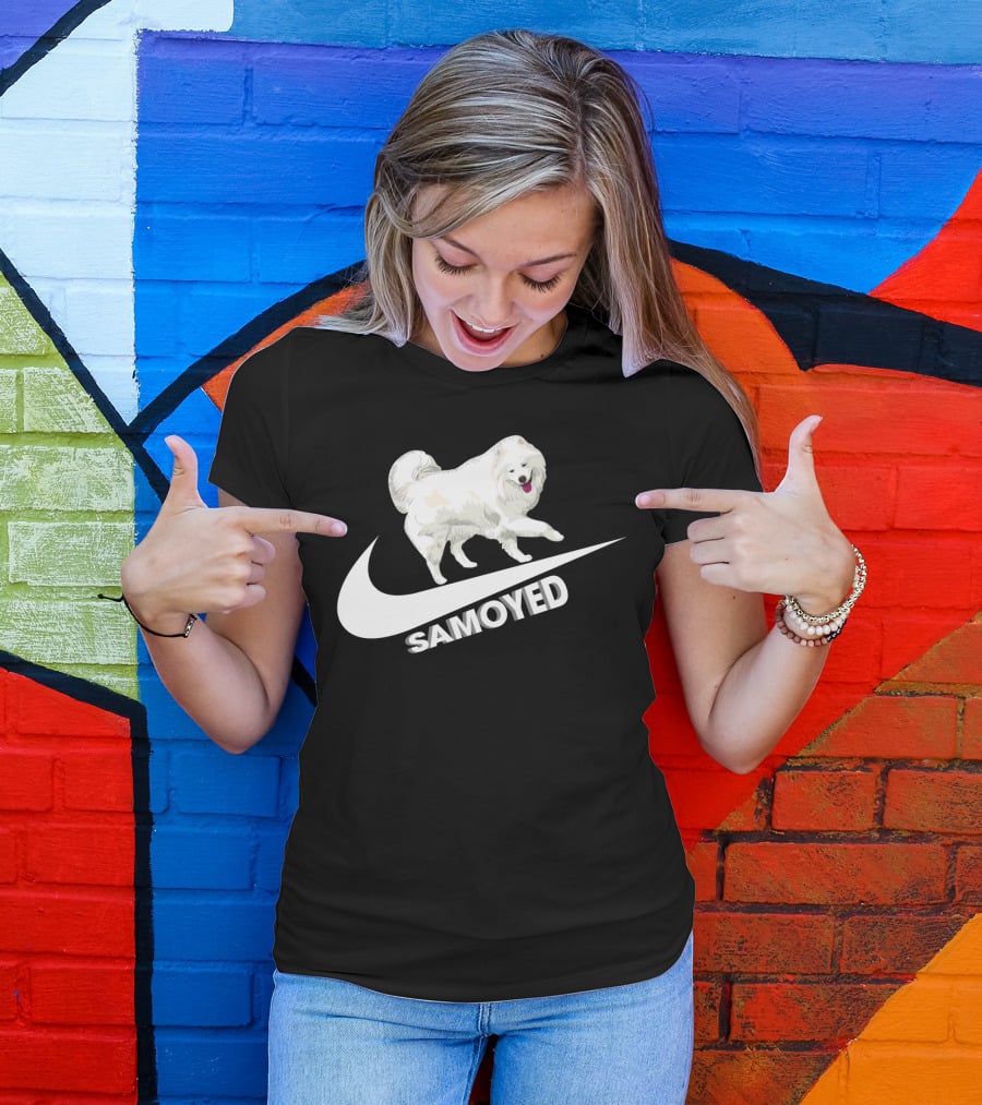 Samoyeds Nike Samoyed Dog On Swoosh T-Shirt