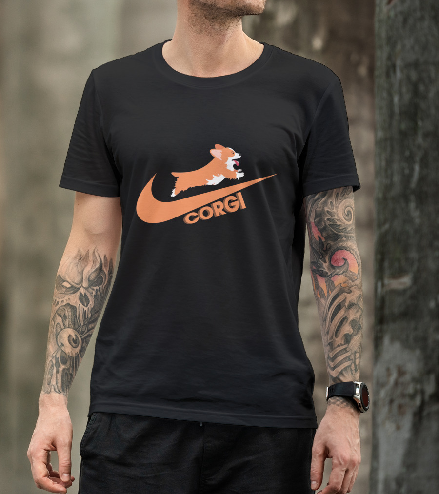 Corgi Jumping Nike Swoosh T-Shirt