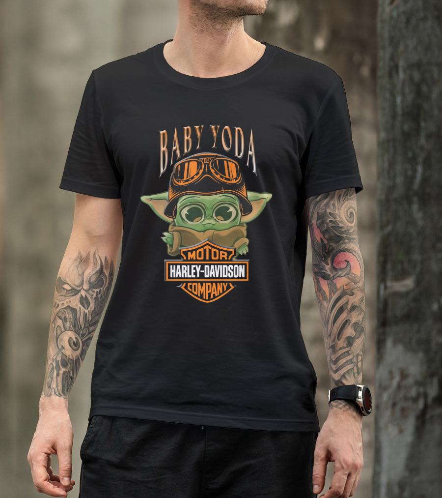 Baby Yoda Harley Davidson Motor Company Cute Dh 33 01 Motorcycle T-Shirt