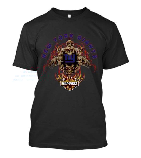 New York Giants Harley Davidson Skulls T-Shirt