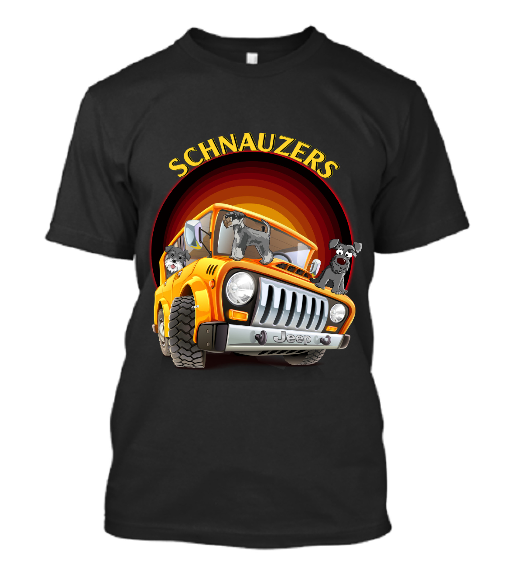 Schnauzers Jeep Adventure In Orange Cruiser T-Shirt