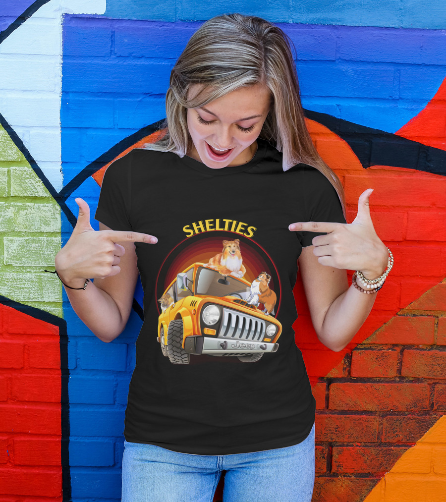 Shelties On Jeep Adventure Dh T-Shirt