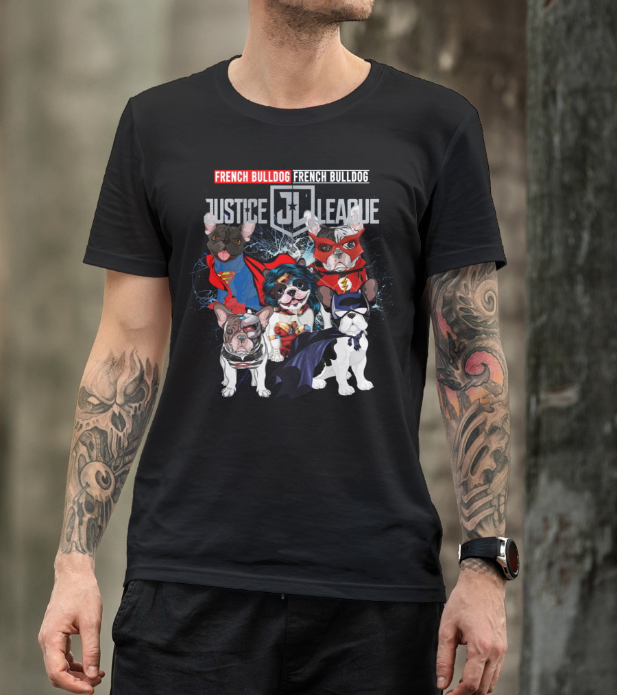 Justice League French Bulldog Superhero Characters DH 55 T-Shirt