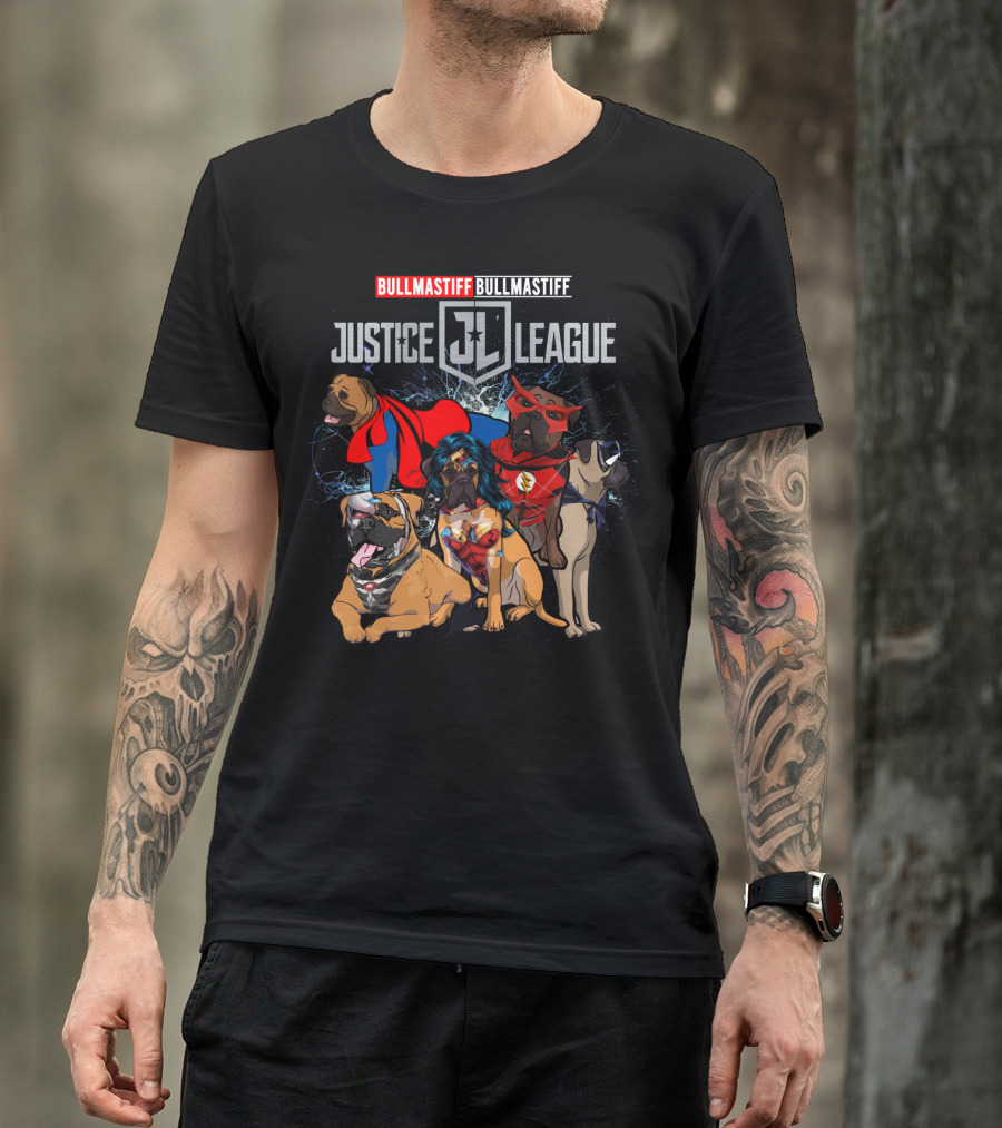 Bullmastiff Justice League Superhero Dogs Dh 55 Jl T-Shirt