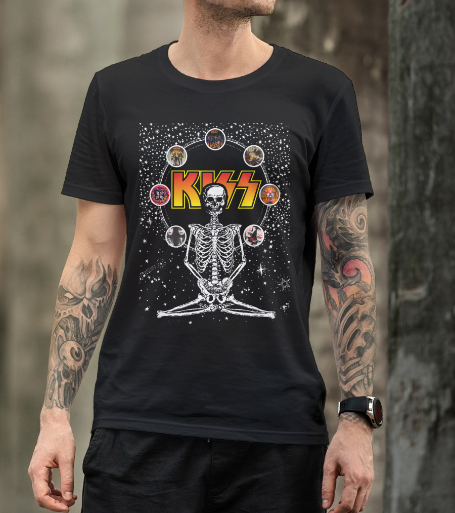 KISS Skeleton Galaxy DH 59 Album Circles T-Shirt
