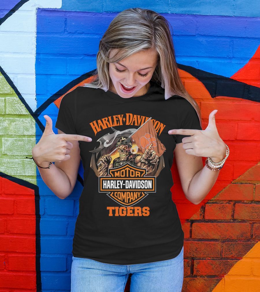 Harley Davidson Motor Company Clemson Tigers Skeleton T-Shirt