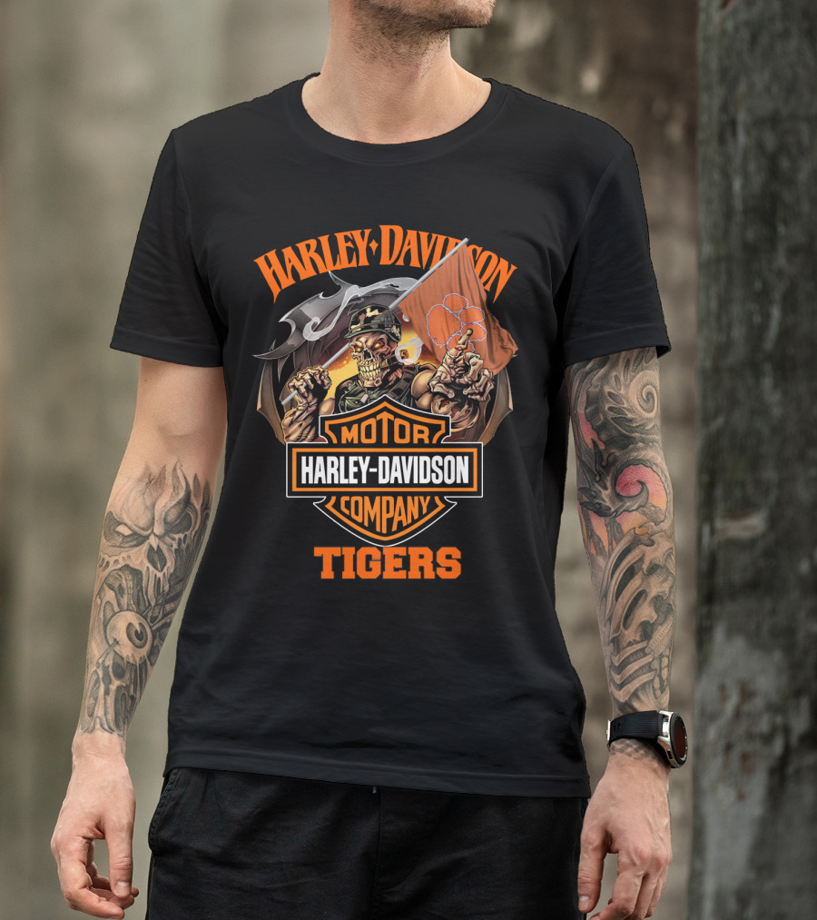 Harley Davidson Motor Company Clemson Tigers Skeleton T-Shirt
