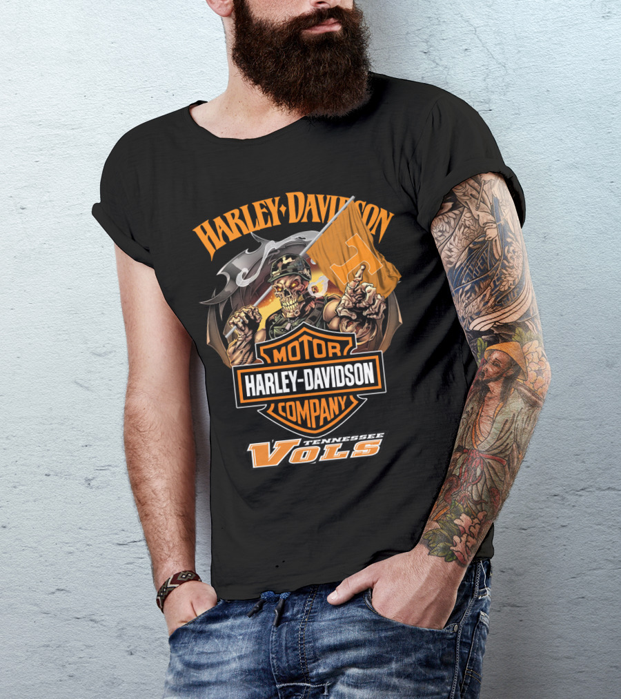 Harley Davidson Tennessee Volunteers Vols Skeleton T-Shirt
