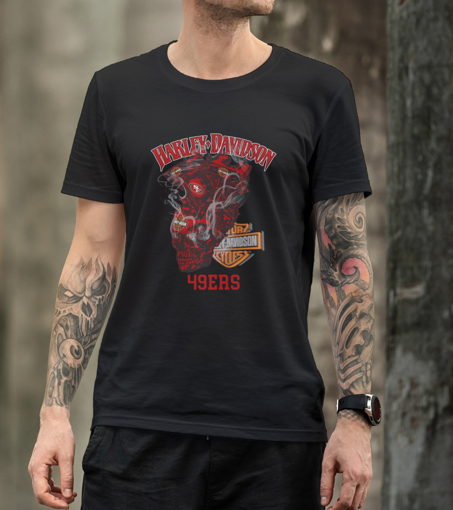 Harley Davidson San Francisco 49ers Skull Motif T-Shirt