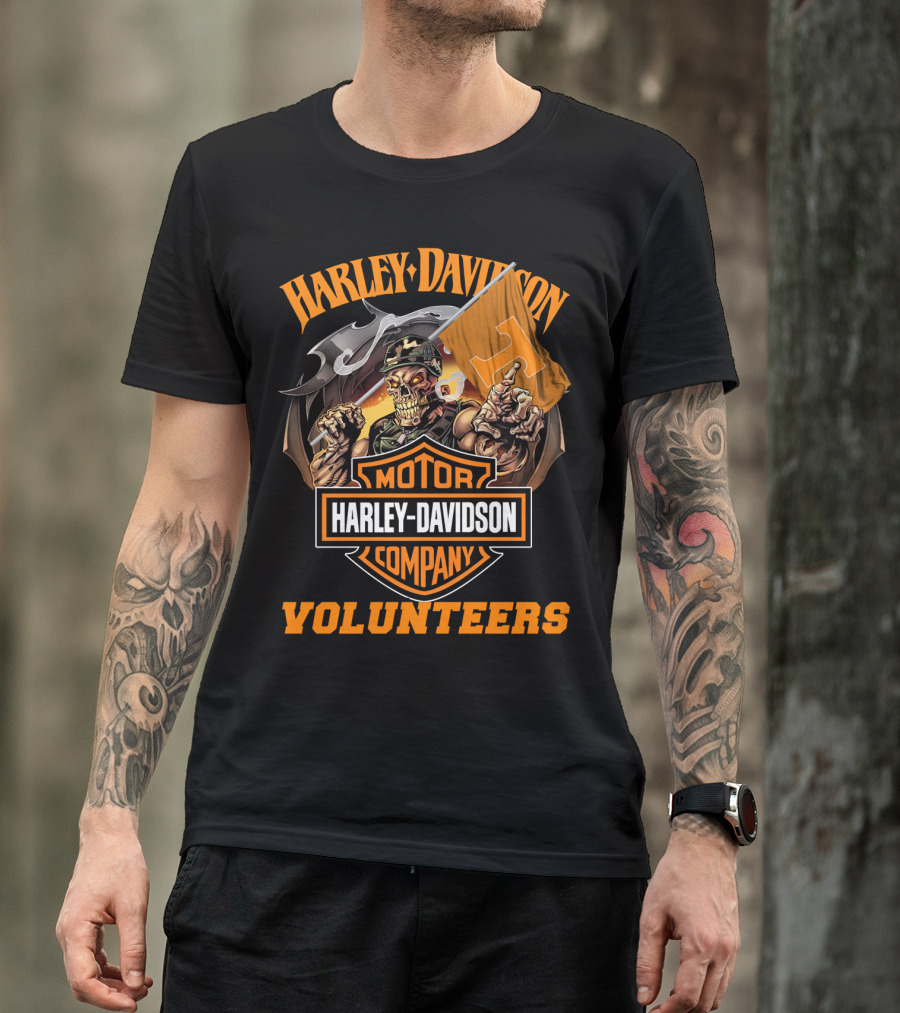 Harley Davidson Motor Company Tennessee Volunteers Skeleton T-Shirt