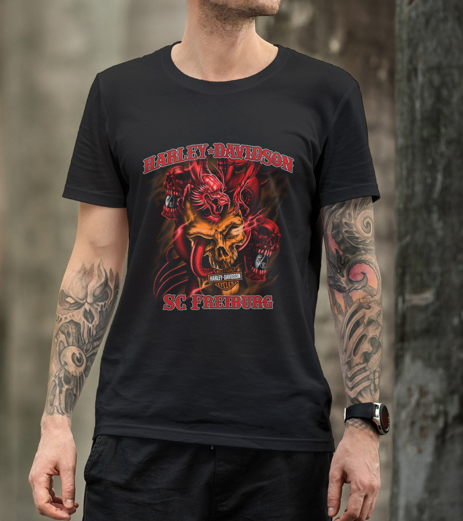 Harley Davidson Sc Freiburg Skull And Dragons T-Shirt