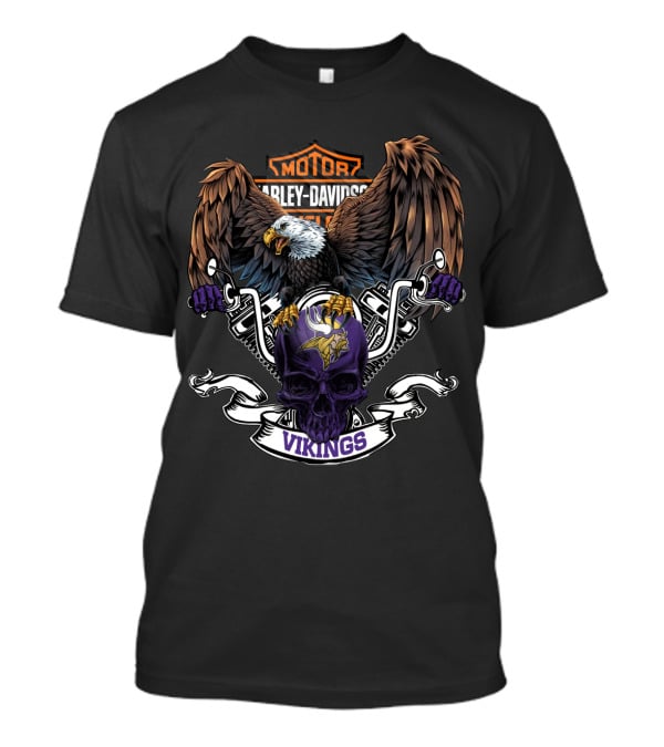 Hd Motor Harley Davidson Minnesota Vikings Skull Eagle T-Shirt