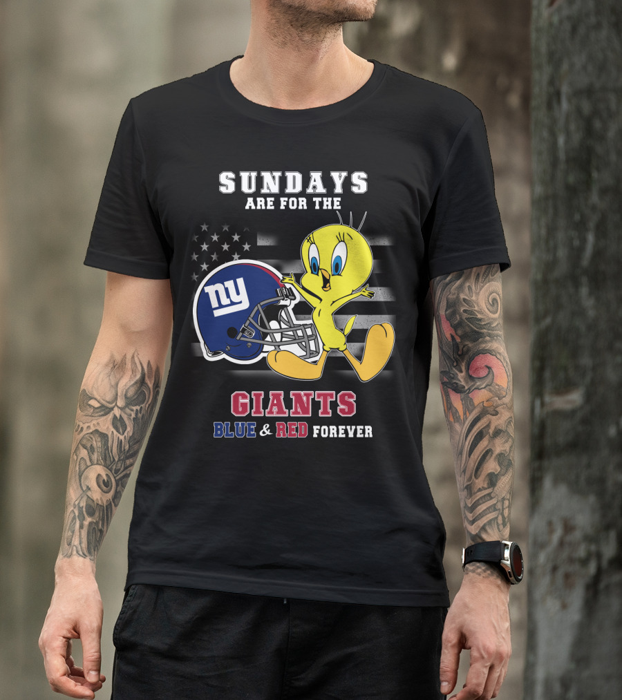Sundays Are For The Giants Blue And Red Forever Tweety Football Helmet T-Shirt